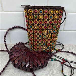 Two Handmade Colorful Beaded Women's Bags